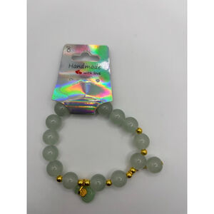 Light Green & Gold Beaded Bracelet NWOT